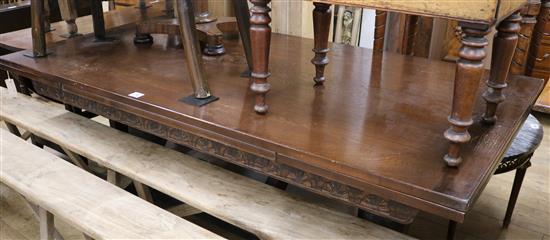 A draw-leaf refectory table, W.183cm